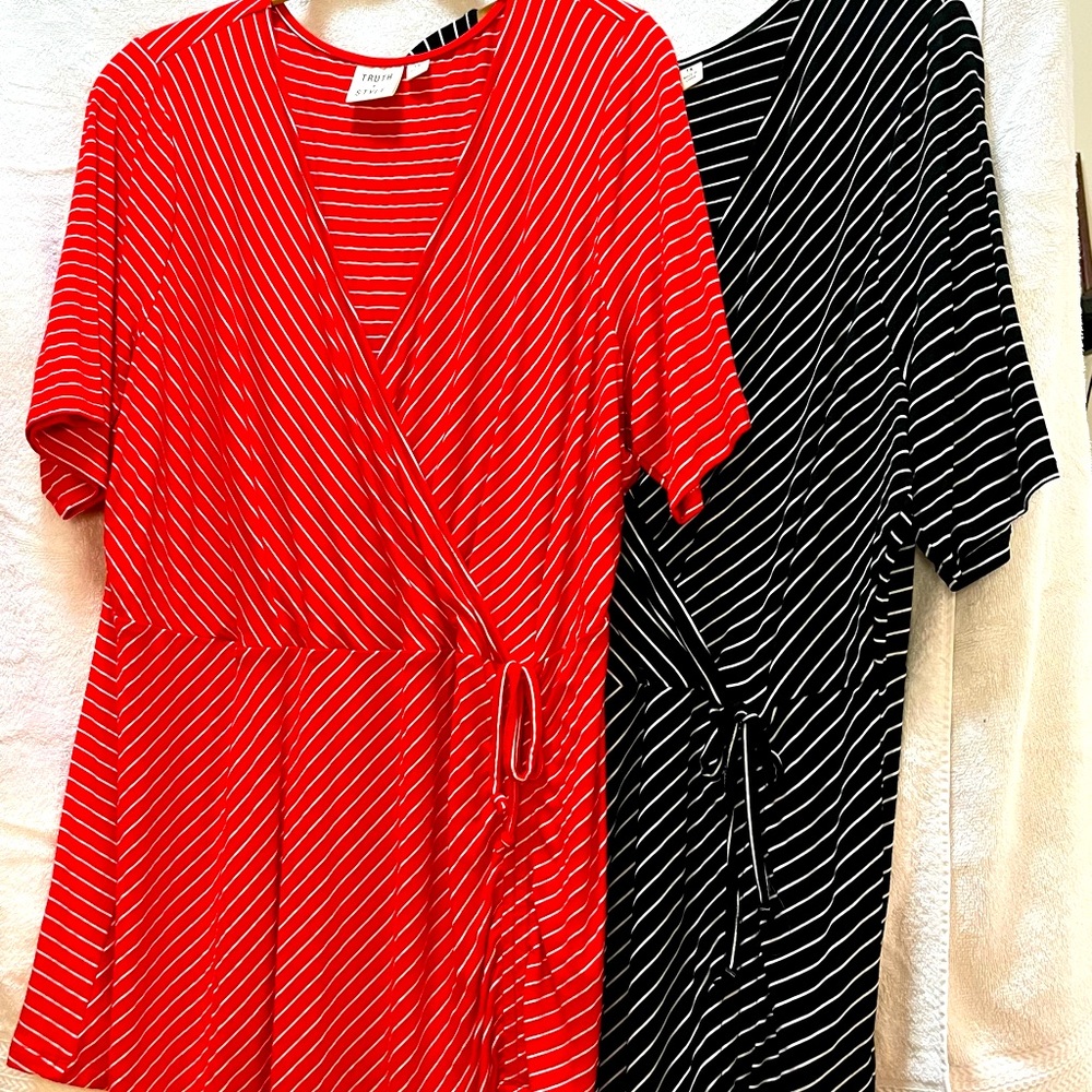 Truth+Style Stripped Jersey Top w/Side Ties